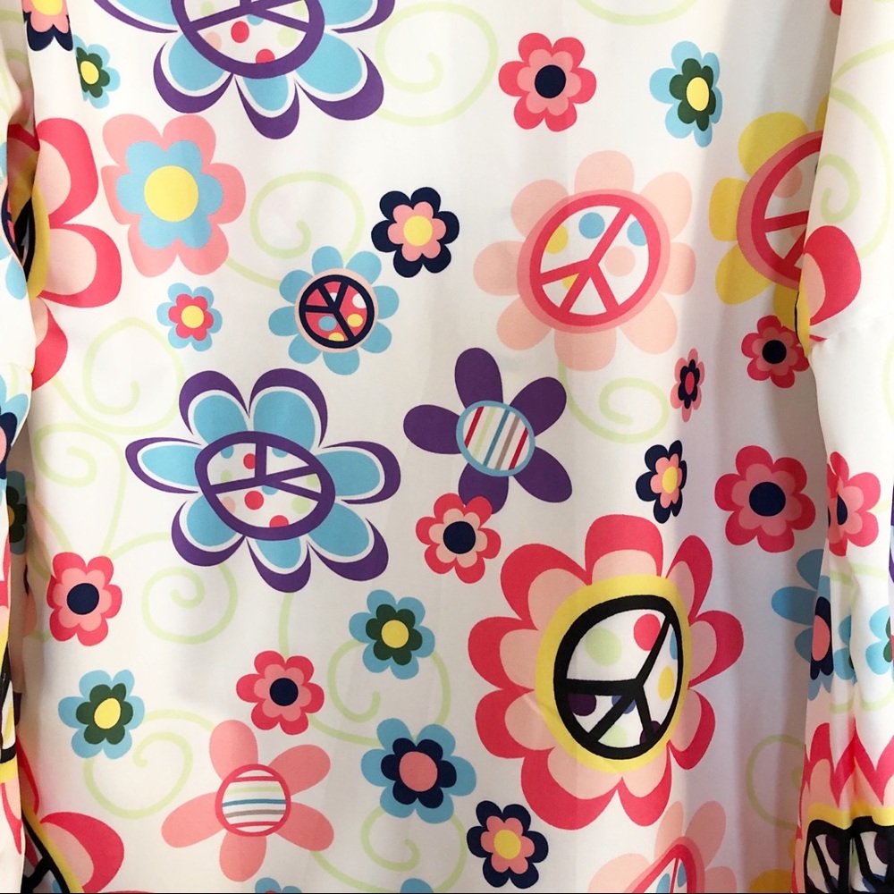 Vintage Colorful Floral & Peace Sign Top Sz Medium - Picture 5 of 8